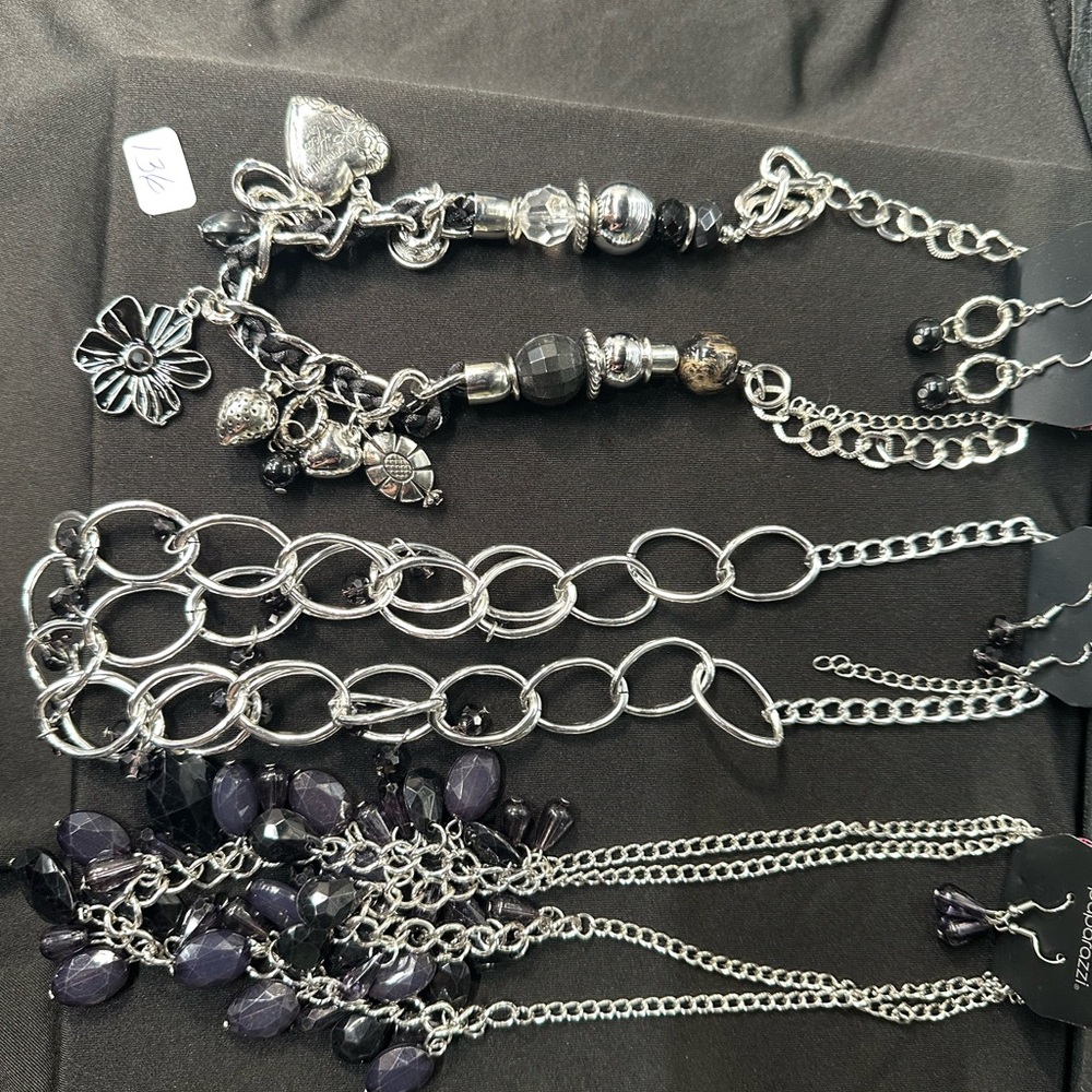 Elegant Silver and Black Jewelry Set